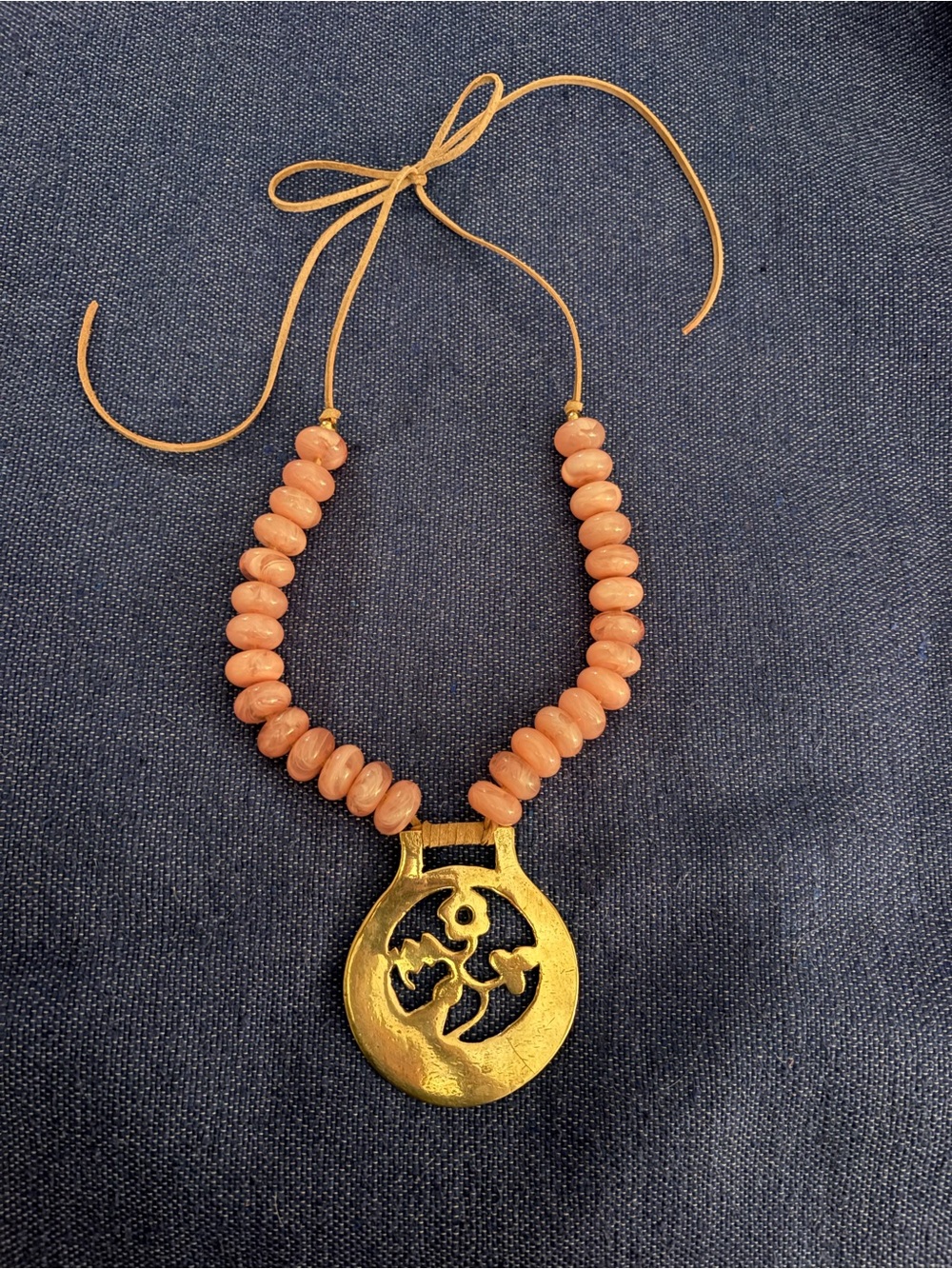 Vintage brass horse medallion- Necklace-